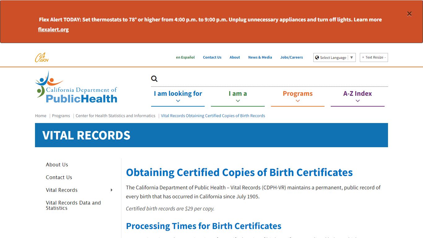 Vital Records Obtaining Certified Copies of Birth Records - California